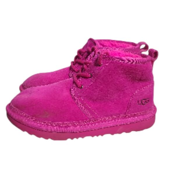 UGG Neumel Chukka Suede Boots Size 4 Pink GUC Dirty Toe & Ankle - Picture 2 of 8